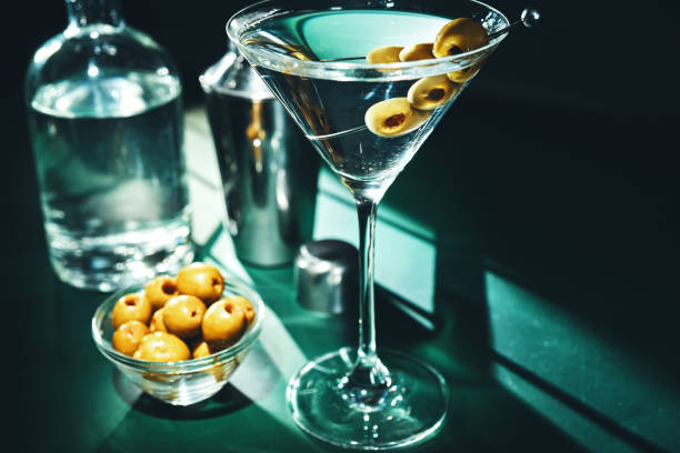 istock Classic Dry Martini Cocktail with Olives Served in a Martini Glass 2188076385