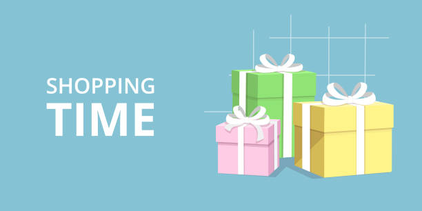 istock Shopping. Stylish Gift box set with ribbon and bow. Vector illustration symbolizing shopping time and holiday festivities.. Perfect for fashion, shopping, and marketing and celebration-themed designs. 2188079678