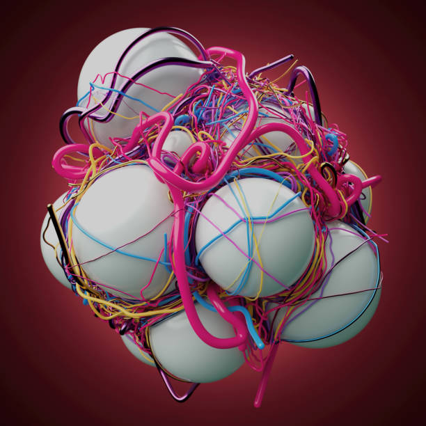 istock Interwoven Whimsies: A Dance of Spheres and Colorful Strands 2188081437
