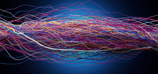 istock Interwoven Vibrance: A Dance of Colorful Strands on Dark Blue Canvas 2188081465
