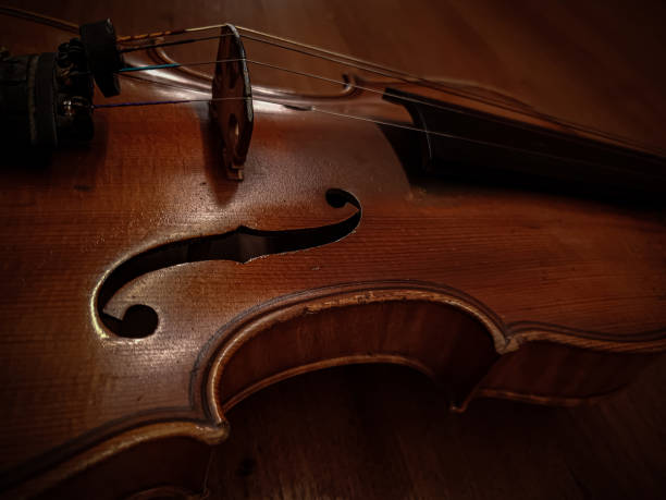 istock Violin.  F-holes, bridge and violin strings,close-up. 2188082232