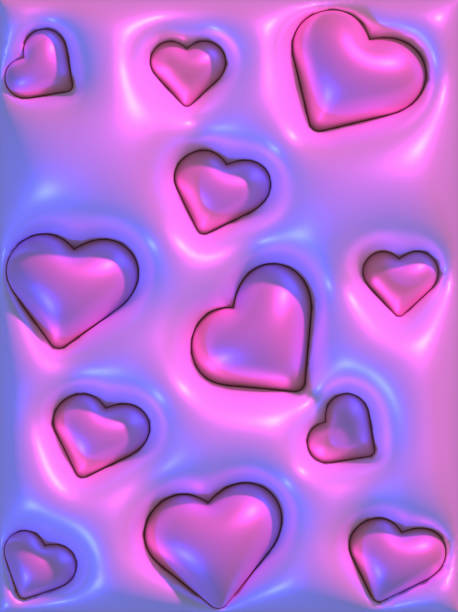 istock Inflated pink hearts in neon color, 3D rendering illustration 2188091815