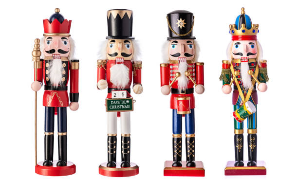 istock Nutcracker Christmas soldier on white background, toy figurine 2188091999