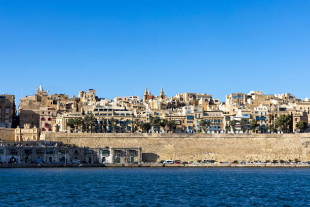 A picturesque view of Valletta as seen from Birgu, Three Cities, Malta