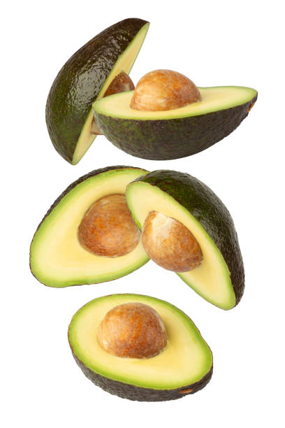 istock Falling Avocado isolated on white background with clipping path, full depth of field 2188117660