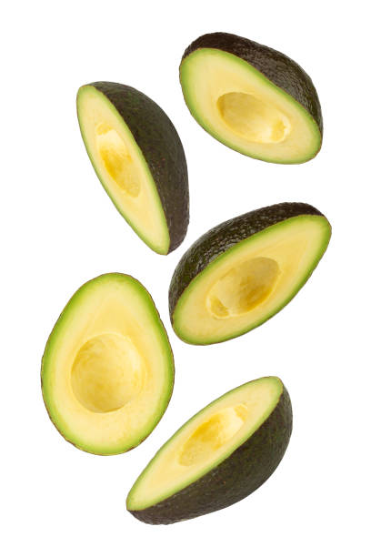 istock Falling Avocado isolated on white background with clipping path, full depth of field 2188117666