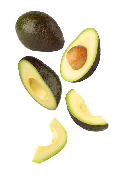 istock Falling Avocado isolated on white background with clipping path, full depth of field 2188117679