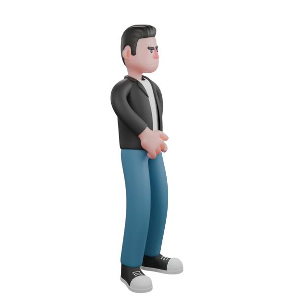 istock Creative 3D Cartoon Cameraman Artwork in Design Style. A male cameraman stands facing left with his right hand clenched into a fist. Illustration Character 2188128236