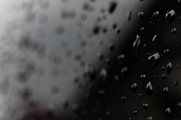 istock Numerous water drops of various sizes are clinging to a dark reflection surface. 2188133207