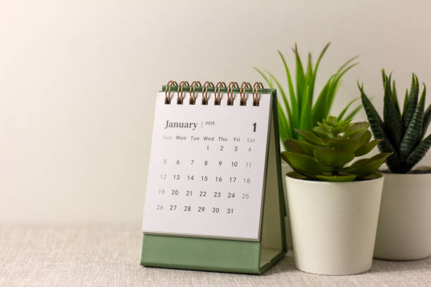 istock Hello, January. January 2025 planning calendar on your desktop. 2188142248