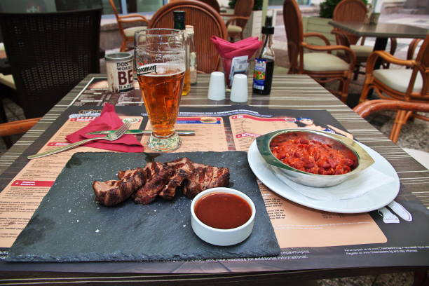 Sofia, Bulgaria - 14 Jul 2015: Traditional food in the cafe, Sofia, Bulgaria