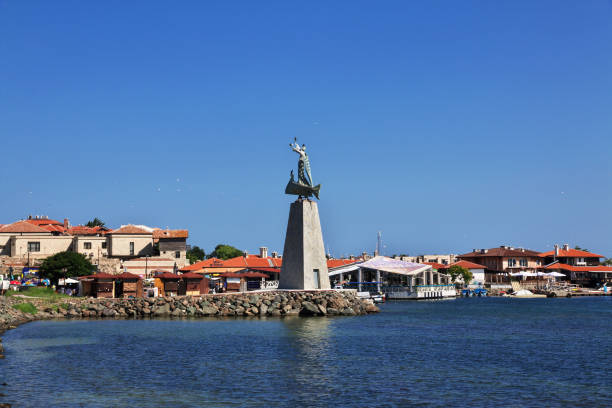 Nessebar, Bulgaria - 17 Jul 2015: St. Nicolas Statue in Nessebar village, Bulgaria