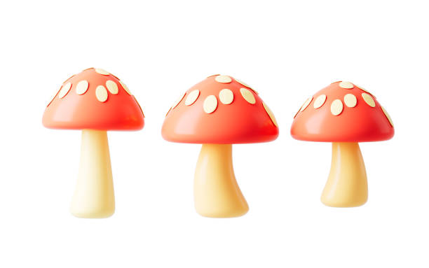 istock Cartoon cute mushroom isolated, 3d rendering. 2188148076