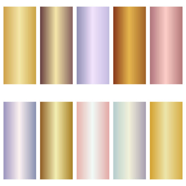 istock Metal Texture Set - gold, silver and bronze. Vector shiny and metallic gradient color 2188154417