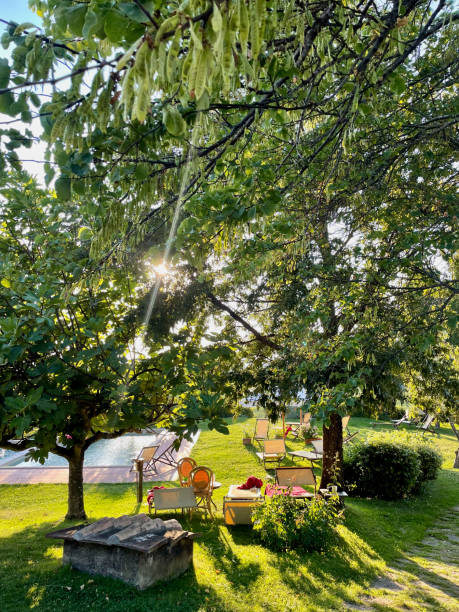 istock Charming Tuscan evening scene with sunlit garden and serene atmosphere 2188154489