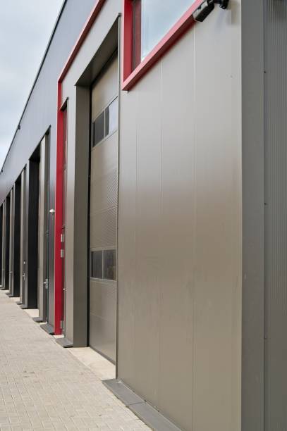 istock A row of roller shutters in a modern and sleekly designed business complex. 2188158094