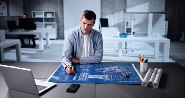 istock Design Industry And Development. Machine Blueprint At Factory 2188158273