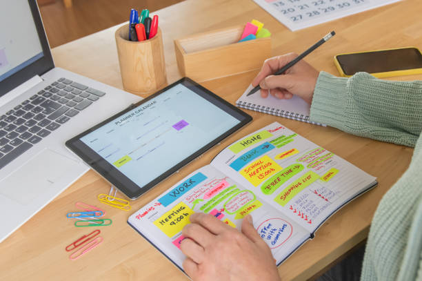 Confident Woman Planning And Checking Agenda, Setting Goals, Organizing Budget, Finances, Meetings, Daily Tasks, Events, Productivity And Time Management For Office Or Home Success.