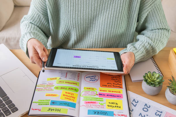 istock Businesswoman Planning Day Using Digital Planner Or Calendar Software Application On Tablet Digital Screen, Employee Making Event Schedule With Personal Organizer, Time Management Concept 2188159873