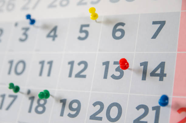 istock Detailed View Of Calendar Page Marked With Drawing Pins, Representing Task Organization, Appointments, Schedules, And Professional Planning For Busy Lifestyles 2188160067