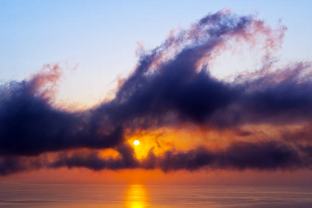 Sunrise over the Tyrrhenian Sea in eatern coast of Corsica island
