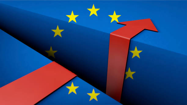 istock Graph rises again after crash, EU flag in the background 2188169286