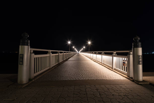 Beautiful bridge illuminated by street lights, Aichi Prefecture