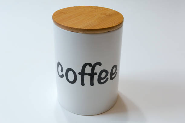 istock Metal container with wooden retractable lid for coffee storing 2188170754