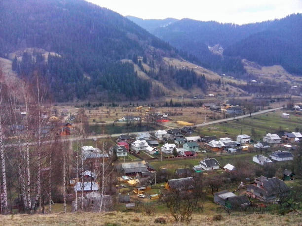Charming mountain village nestled among the hills