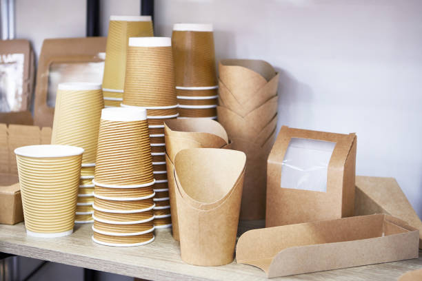 istock Paper disposable cups for tea and coffee, food box 2188174549