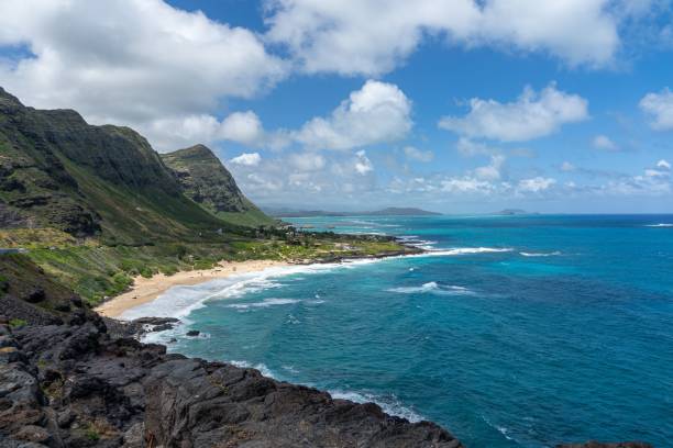istock Tropical coastline with turquoise waters and green mountains. 2188176167