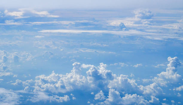 istock Tropical summer blue sky fluffy white cloud summertime on light sunny day cloudscape. Clear bright blue skyline spring sunlight climate background. Heaven blue environment ecology high scenic nature. 2188177251