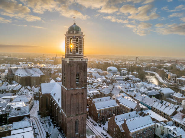 istock Zwolle Peperbus church tower during a cold winter sunrise 2188178078