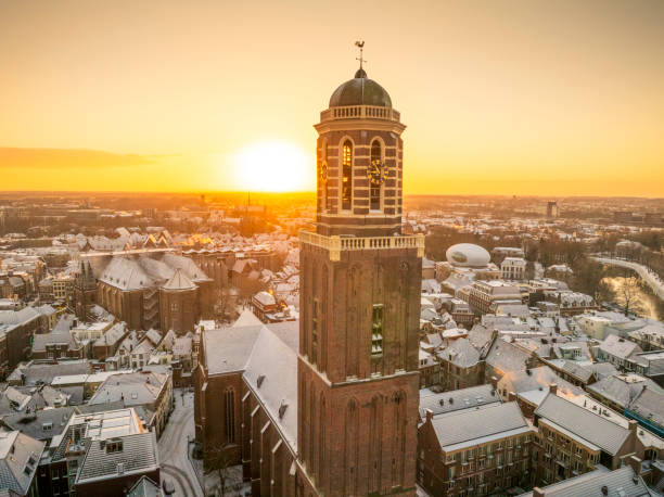 istock Zwolle Peperbus church tower during a cold winter sunrise 2188178137