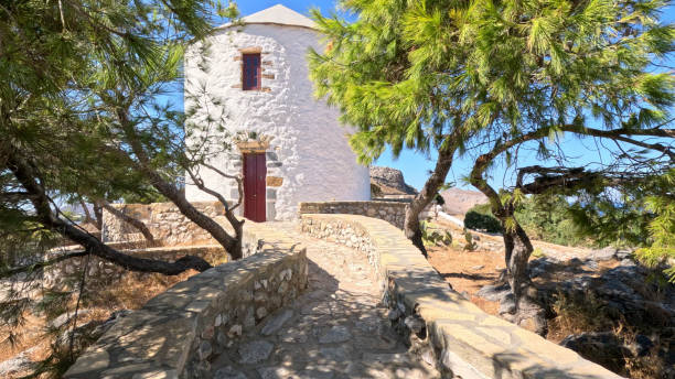 Traditional white buildings on Greek Island, Leros