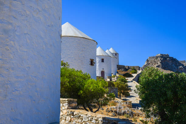 Traditional white buildings on Greek Island, Leros