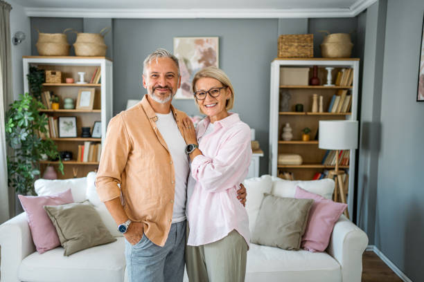 istock Smiling mature couple at home 2188182663