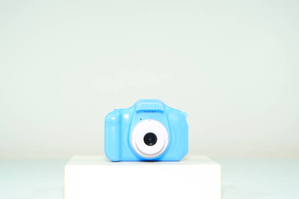 istock Kids toy camera isolated on white background closeup view 2188186696