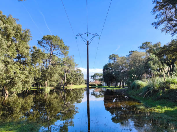 Park flooded by rainwater