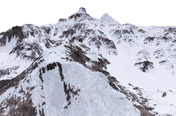 istock Mountain panorama with snowcapped mountains isolated on white background 2188194699