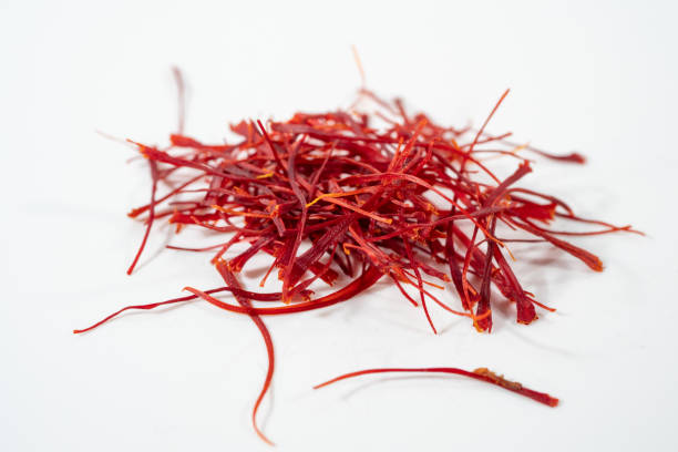 istock Dried bright red saffron isolated on white background. 2188194913