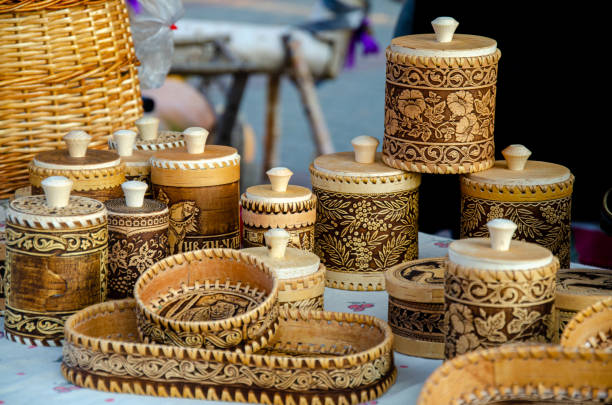 istock decorative products made of wood and birch bark 2188201792