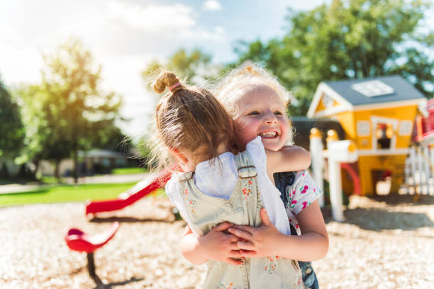 Happy kid having fun play together on summer season