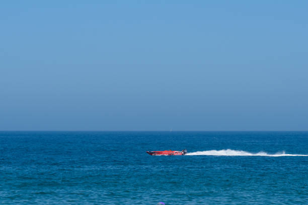 Tarifa, Spain - August 03, 2024: a fast boat on the Mediterranean Sea