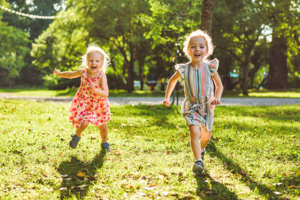 Happy kid having fun play together on summer season