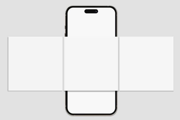 Smartphone mockup with social media post interface mockup. Social media mobile app page template design for user carousel post feed. Mobile app interface template on social network