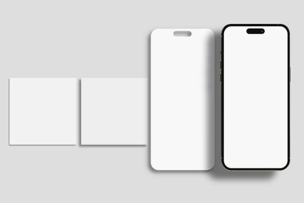 istock Smartphone mockup with social media post interface mockup. Social media mobile app page template design for user carousel post feed. Mobile app interface template on social network 2188206928