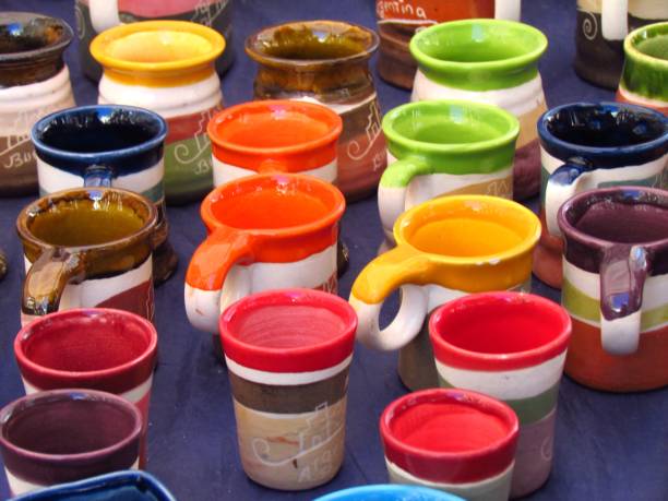 istock Colourful porcelain cups and glasses. Souvenirs. 2188212463