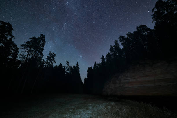 istock Suur Taevaskoja, Ahja river and starry sky. 2188214967