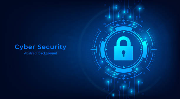 istock Concept of cybersecurity and network protection. Padlock on frames HUD futuristic style on a dark blue background. Secure technology. Vector illustration. 2188218611
